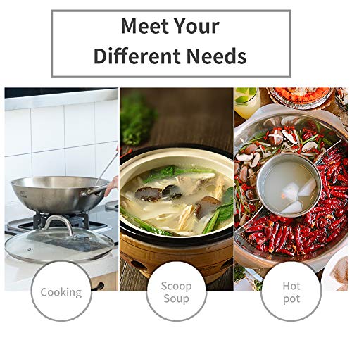 Newness Soup Ladle, [Rustproof, Heat Resistance, Integral Forming] Durable 304 Stainless Steel Soup Spoon with Vacuum Ergonomic Round Handle, Cooking Spoon for Kitchen, 13.7 Inches