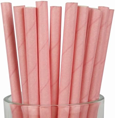 Free DHL 500 pcs Plain Light Pink Paper Straws Bulk, Colored Disposable Solid Color Light Pink Paper Drinking Straws for Holiday Party, Wedding, Baby Shower, Birthday, Pure Mason Jar Straws