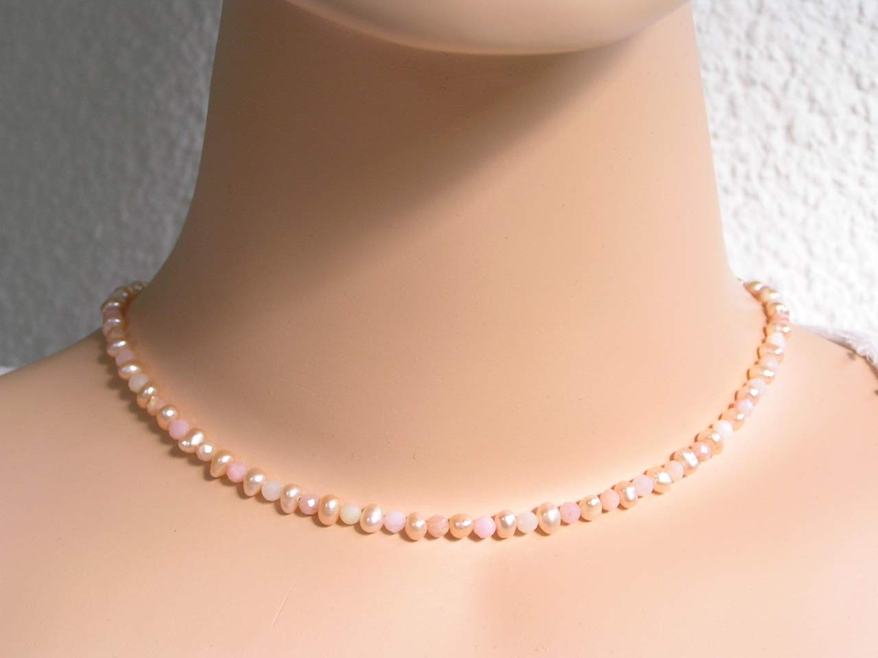 kette aus susswasserperlen und andenopal farbe lachs rosa halsketten ohne anhanger handmade produkte entecservicesinc com
