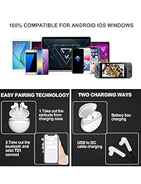 Auriculares inalámbricos Auriculares Bluetooth para auriculares, Awanber Bluetooth 5.0, 40 horas de reproducción, emparejamiento automático, verdadero HD inalámbrico, sonido estéreo, auriculares deportivos con estuche de carga portátil, micrófono incorpor
