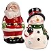 Santa and Snowman Christmas Salt and Pepper Shaker Set, 4-inch