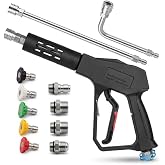 Swivel Pressure Washer Short Gun,Sturdy 5000PSI Power Washer Handle with Replacement Extand Wand Carwash Water Spray Washing 