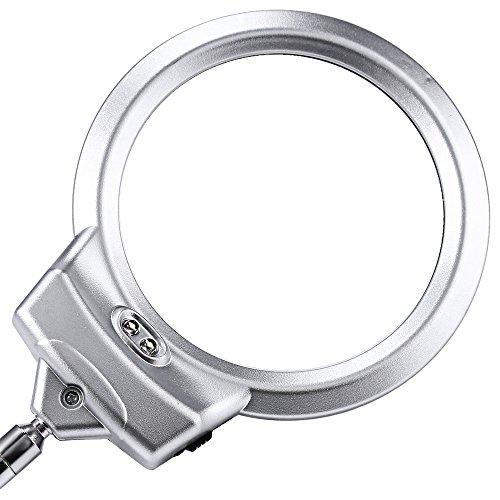 LED Magnifying Lamp, Magnifying Glass Lamp, UHBGT Clip-on Tabletop 5x Magnifier Adjustable Metal Clamp for Hobby,Crafts,Inspection,Reading,Model Building,Soldering,Jewelry Design,Sewing