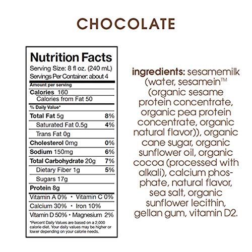 image for Hope & Sesame Organic Sesame Milk (Chocolate, 6-pack): USDA Organic Ve