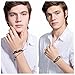 FIBO STEEL Leather Charm Bracelet for Men Braided Wrist Cuff Vintage, 2 Pcs a Set