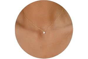 Tewiky Diamond Necklaces for Women, Dainty 14k Gold/Sterling Silver Choker Necklace Simple Gold Plated CZ Jewelry Necklaces for Women Trendy Gifts