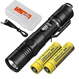 Nitecore MH12GT 1000 Lumen Long Throw USB Rechargeable Flashlight (MH12 Upgrade) w/ 2x High Capacity Batteries and LumenTac Battery Organizer