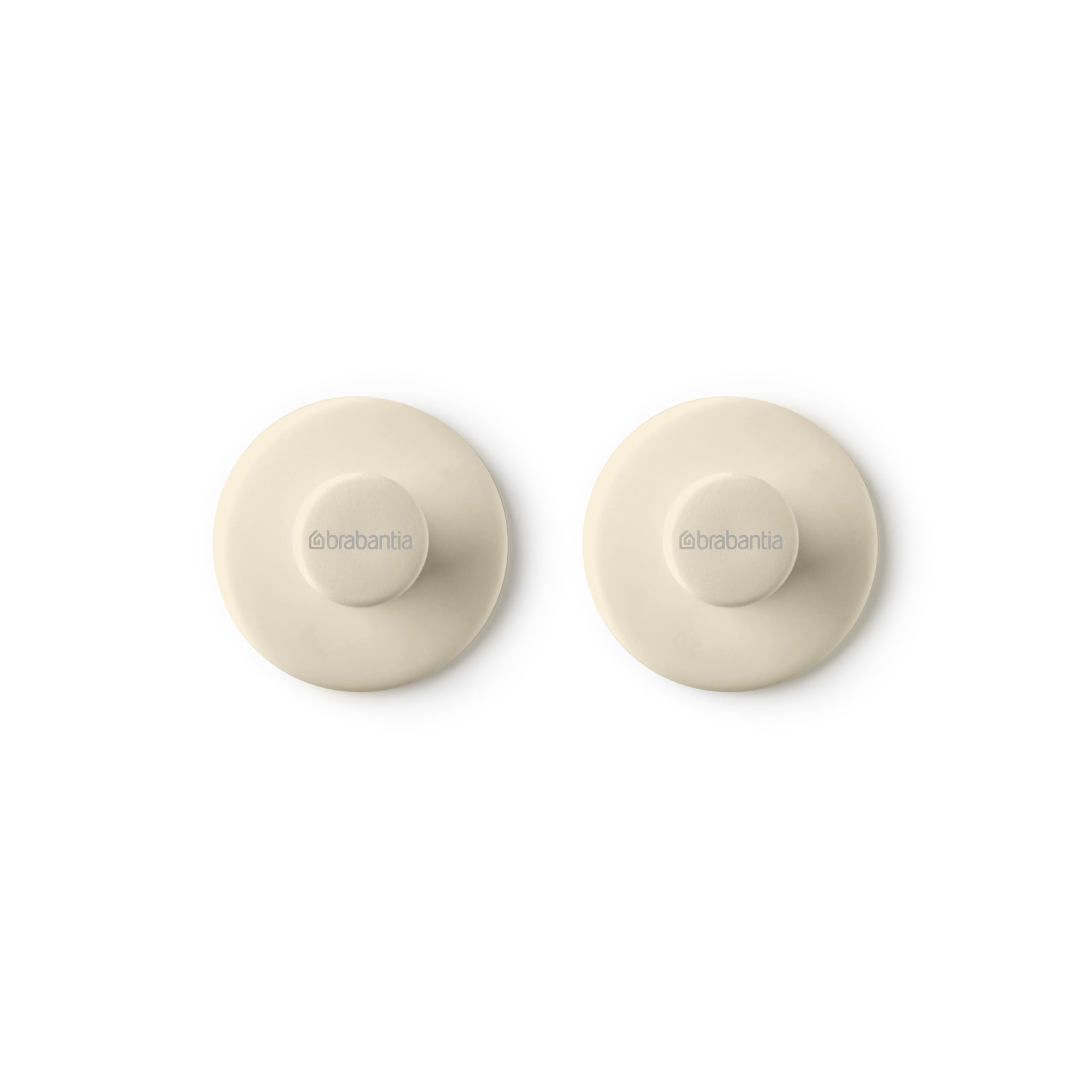 Brabantia - ReNew Towel Hooks - Ideal for Bathroom, Toilet or Kitchen - Holds up to 2 kg - With or Without Drilling - Corrosion Resistant - Fixing Materials Included - Set of 2 - Soft Beige