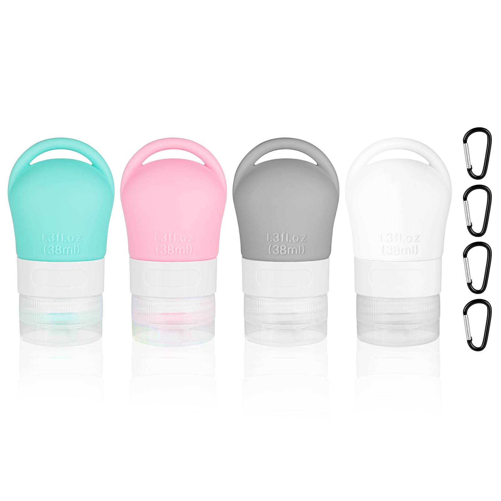 flintronic Travel Bottles Set for Toiletries, Leak-Proof Silicone Travel Containers, 38ml Small Mini Empty Squeeze Bottles Travel Accessories for Toiletries, Shampoos, Conditioner and Lotion