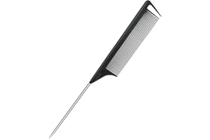 RABETLY Hair Rat Tail Combs, Metal Carbon Parting Rat Tail Combs for Women, Girls for Curly, Braiding, Styling Hair (Black)