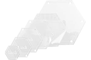 6pcs Hexagon Quilting Templates Set, 1, 1.5, 2, 3, 4, 5 Inch Acrylic Quilt Templates Rulers Transparent Seam Stencils for Pat