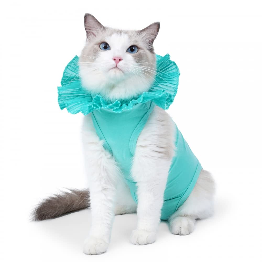 DONGKER Cat Surgical Recovery Suit, Kitten Anti Licking Suit Preventing Licking Spay Shirt Cat Abdominal Wounds Cone E-Collar Alternative for Cats After Surgery