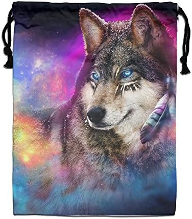 Galaxy India Wolf Drawstring Storage Bag Travel Outdoor Home Storage Use