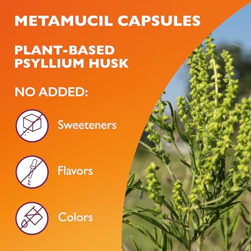 Metamucil, Psyllium Husk Capsules, 300 Capsules, 3-in-1 Fiber Supplement, Daily Psyllium Husk Fiber Capsules Help Support Digestive Health by Promoting Regularity*, Help Supplement Daily Fiber Intake