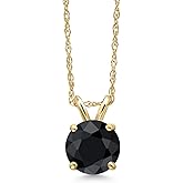 Gem Stone King 14K Yellow Gold Black Sapphire Pendant Necklace for Women | 1.15 Cttw | Gemstone September Birthstone | Round 6MM | With 18 Inch Chain
