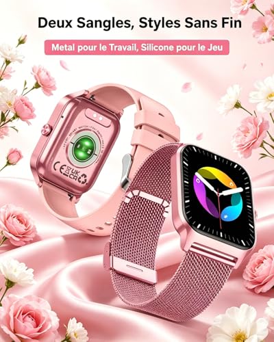 Popglory Smart Watch for Samsung Apple Android Phone, 1.85 Inch Smartwatch for Men and Women with Bluetooth Call, Blood Pressure Monitor, Heart Rate, SpO2, Stress, Sleep, Pedometer, 100+ Sports, Gift