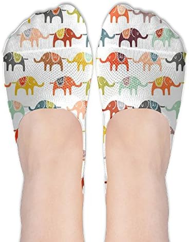 Colourful Elephant Women's Thin Casual No Show Hidden Socks Flat Boat Line Low Cut Ankle Boat Socks