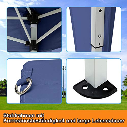 Pavillon 3x3m/3x6m, Faltpavillon Wasserdicht Gartenpavillon mit 4 Seitenteilen Partyzelt UV Schutz 50+ Faltzelt mit… – Bild 4