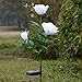 Homeleo Solar Powered Garden Flower Lights Outdoor, Waterproof Artificial Rose Decorative Lights for Christmas Garden Backyard Patio Pathway Front Yard Decoration- White