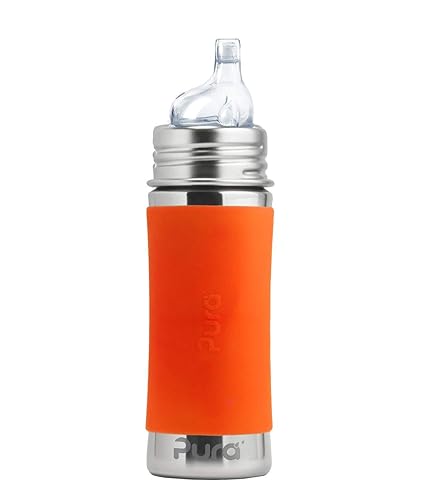 Pura Kiki MontyyBucks Inc 11 oz/325 ml Orange Stainless Steel Bottle with Sippy Cup