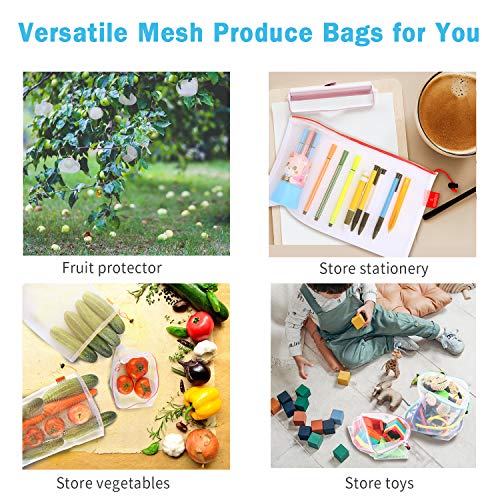 Gogooda Reusable Produce Bags Set of 15 Mesh Produce Bags 3 Size