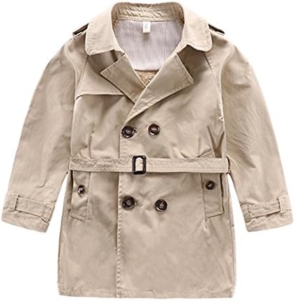 Little Boy's Classic Middle Long Double Breasted Trench Coat Outerwear With Belt 100CM(39.3")- 2T