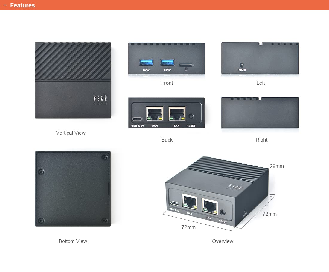 Nanopi R4SE Computer Mini WiFi Router OpenWRT - Dual 2.5G Gbps Ethernet - 4GB LPDDR4 RAM 32GB eMMC - Rockchip RK3399 SoC for IoT NAS Smart Home Gateway Support Linux Ubuntu (with MAC Chip)