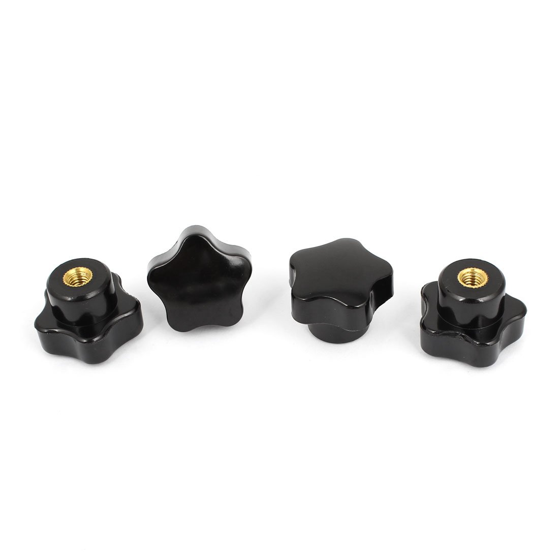 Sourcingmap Plastic Star Clamping Knob Grip 32mm M6 Thread 4 Pcs Gold Tone Black