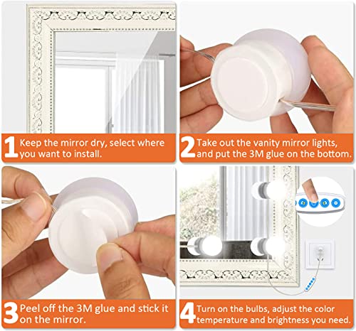 Gluckluz Vanity Mirror Lights Makeup LED Mirror Lighting Hollywood DIY 14 Light Bulb for Women Indoor Home Bathroom Bedroom Dressing Table with Dimmer (USB Plug in, Mirror Not Included)