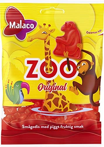 Malaco Zoo Original Fruit Taste Chewy Gummy 12 packs of 80g