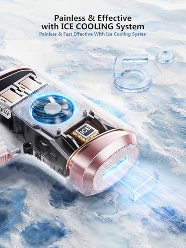 21J IPL Laser Hair Removal Device e for Women and Men, Painless Ice-Cooling Hair Laser Removal Machine at Home, IPL Hair Removal with 3 Functions & 9 Levels for Facial Bikini Arm Body Leg, Rose