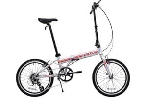 ZiZZO Liberte Plus 23 lb Lightweight Aluminum Alloy 20-Inch 8-Speed Folding Bicycle with Quick Release Wheels