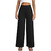 winkbay Women's Wide Leg Tailored Pants Elegant High Elastic Waist Work Office Trousers with Pockets