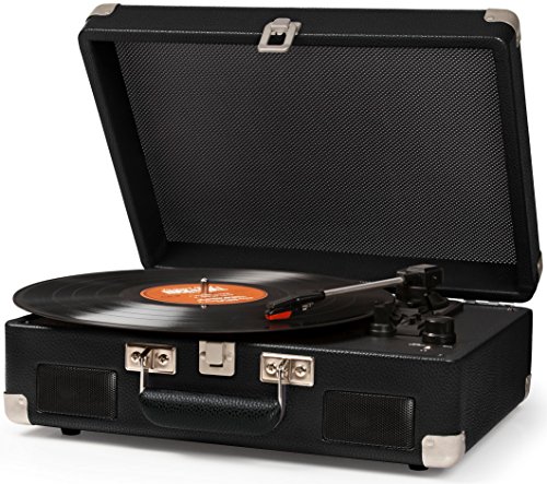 Crosley CR8005C-BK Cruiser II Portable Battery Powered 3-Speed Turntable, Black