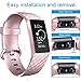 Vancle Silicone Bands Compatible with Fitbit Charge 3 Bands for Women Men, Rose Gold Silver Sport Wristbands for Fitbit Charge 3/Fitbit Charge 3 SE (Rose Gold, Small)