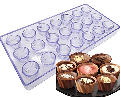 Candy Making Mold, Diamond Clear Polycarbonate Chocolate Mold Jelly Candy Making Mold 21-Piece Tray (Cup)