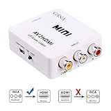 AV to HDMI, GANA 1080P Mini RCA Composite CVBS AV to HDMI Video Audio Converter Adapter Supporting PAL/NTSC with USB Charge Cable for PC Laptop Xbox PS4 PS3 TV STB VHS VCR Camera DVD