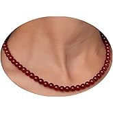 Moonffay Beaded Necklace for Women, Red Stone Boho Bead Choker Red Carnelian Beads Necklaces Jewelry Gifts