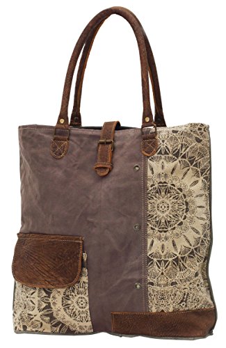 Myra Bags Floral Side Upcycled Canvas Tote Bag M-0733