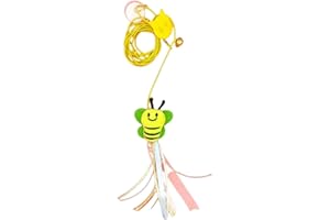WIXUIPR Elastic Cat Toy Sticks Adjustable Rope for Different Heights Cat Entertained and Active Anytime Plush Toy and Bell, T