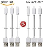 USB Charging Cable,6 Pack Micro USB Charging Cable for Android and iphone 8 inches USB Charger Cable and Iphone Cable Lightning Perfect for Cellphone Charging Station