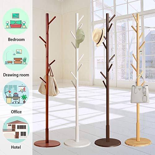 Coat Rack Wooden Coat Rack Free Standing Coat Tree with 8 Hooks