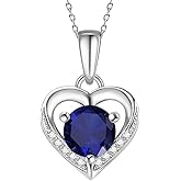 Eastlily Heart Necklace for Women,925 Sterling Silver Birthstone Pendant, Sterling Silver Necklace Pendant with Titanium Steel Chain 18",Women's Jewelry Gift for Birthday