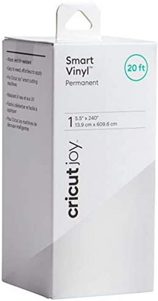 Cricut Joy Smart Vinyl - Permanent Value Roll (20 ft), White, 2.4M