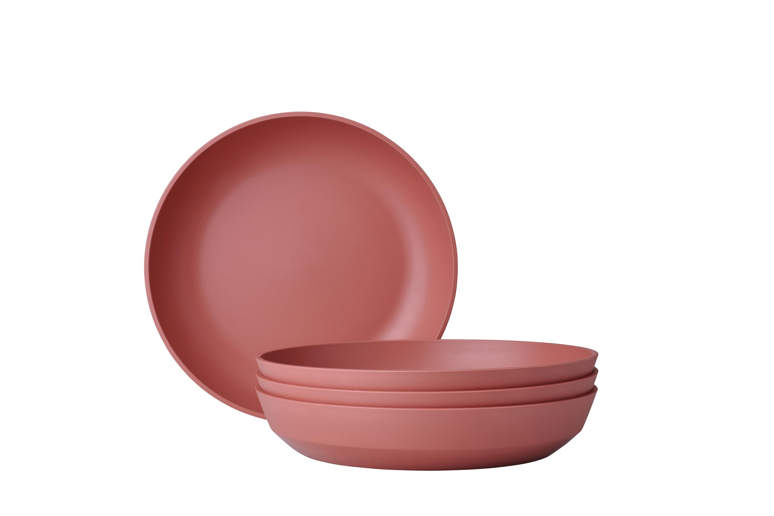 Mepal - Deep plate 4 pieces Silueta - Dishwasher & microwave resistant - Plastic plates - Dinner plates - Tableware - 21 cm - Vivid mauve