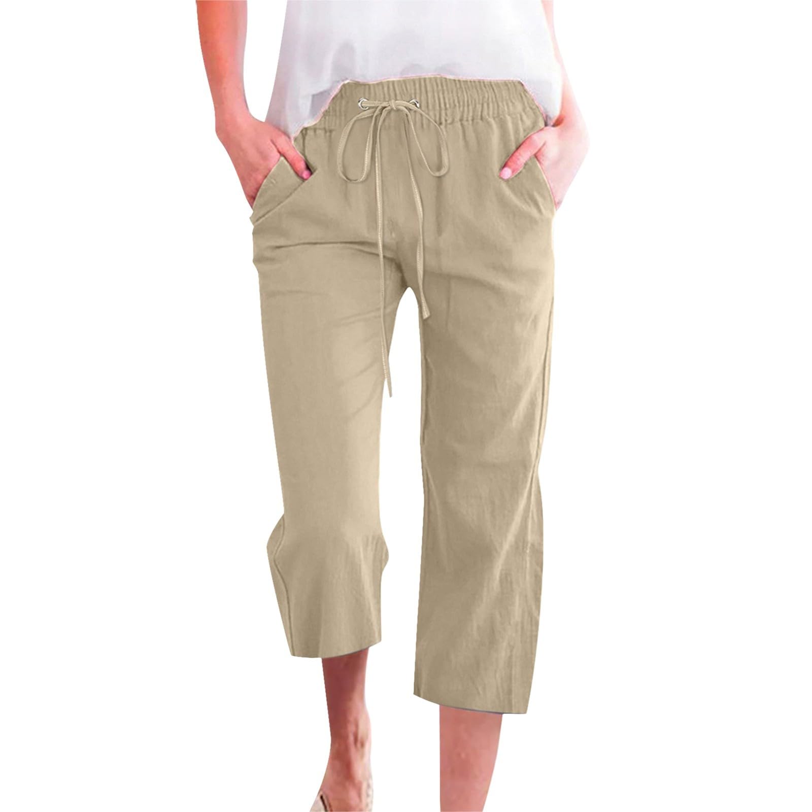 Capris Pants For Women Linen Summer Golf Yoga