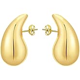 Chunky Gold Silver Hoop Earrings for Women Lightweight Waterdrop Hollow Hoops Bow Earrings Pearl Earrings Hypoallergenic Jewe
