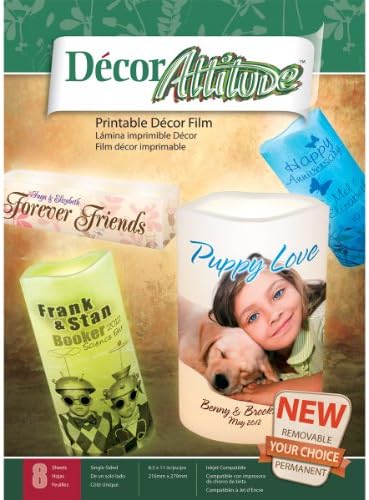 Decor Attitude Printable Film LED Candles NEW 8 Sheets 8-1/2" x 11" Removable or Permanent