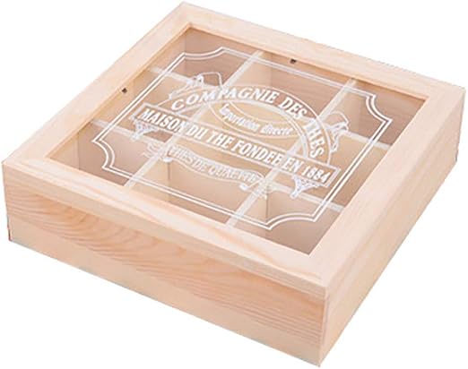 Chinashow - Caja de Almacenamiento para té de Madera con Tapa de Cristal: Amazon.es: Hogar