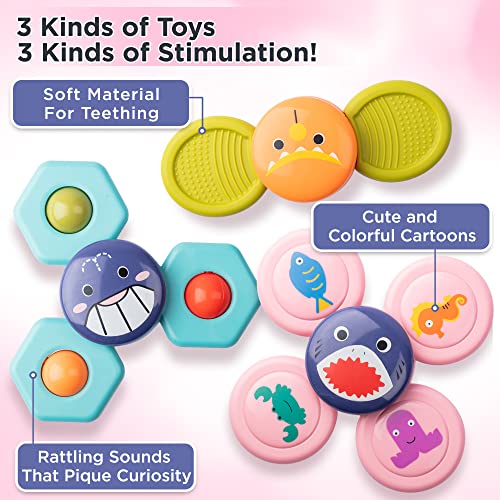 KayLe Spinning Top Sensory Toys for Toddlers Age 13 Suction Cup